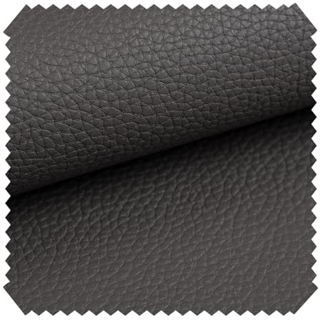 novely® BINAU Kunstleder - Möbelstoff aus Echtleder-Fasern-Kombi - Robuster und Extra Dicker Polsterstoff - Pflegeleichte Meterware 1lfm | Farbe: 09 Grau Braun
