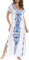 L-Peach Femme Été Coton Broderie Florale Longue Kaftan Robe Paréo de Plage pour Maillot de Bain
