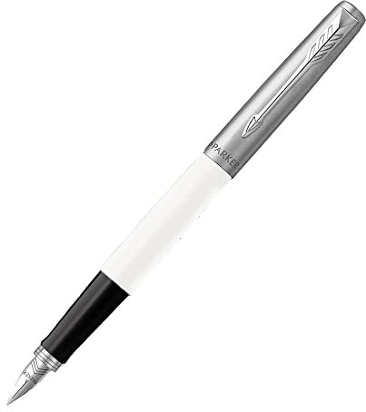 Parker Jotter Originals Fountain Pen | Classic White Finish | Medium Nib | Blue & Black Ink