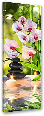 Feeby Impression sur toile Zen 25x70 cm 1 pièce Tableaux Tableau Mural Image Moderne Décoration Murale Artistique Photographie Cuisine Salon Chambre à coucher Rose
