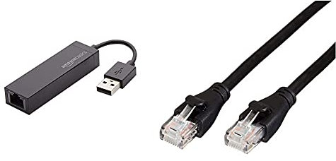 Amazon Basics - Adattatore di rete da USB 2.0 a Ethernet LAN 10/100 & - Cavo patch Ethernet di Cat6 con connettori RJ45, 1,5 m