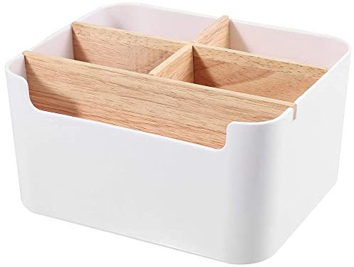 Holz Desktop Fernbedienungshalter, Holz Desktop Organizer, Bambus Tisch Organizer, Desktop Stationery Storage Box, für Make up Pinsel Fernbedienung Schere Hautpflegeprodukte Home Office Storage