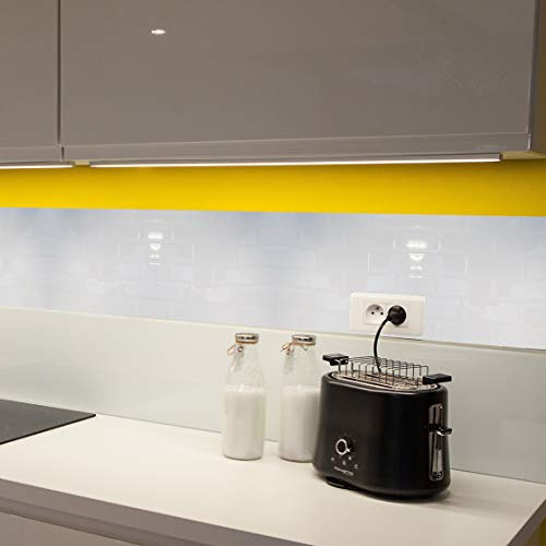 Adhésif carrelage et crédences de MadeInNature®, rafraichit facilement et rapidement vos murs (Faience Blanc, Lot de 6 unités)