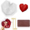 Heart Shaped Chocolate Mold, Diamond Heart Mousse Cake Mold Trays Silicone Chocolate Dessert Baking Pan with 2 Pieces Wooden Hammers