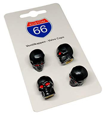 4er Set Ventilkappen Totenkopf v2 schwarz für Auto und Motorrad