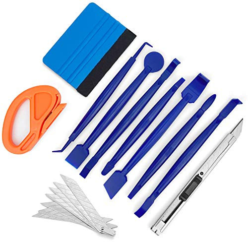 Ewrap Vinylfolien-Werkzeug-Set, Fenster-Tönungs-Set, schmale Kanten, Wickelwerkzeuge, Vinyl-Applikationswerkzeuge inklusive Wickel-Sticks, Filzrakeln, Trimmwerkzeuge