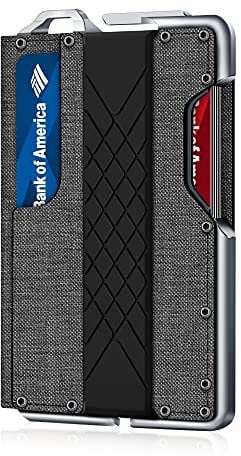 MURADIN Taktische minimalistische Brieftasche für Männer, schlanker RFID-blockierender Metall-Kartenhalter, Elegante Bifold Herren-Geldbörse mit Geldclip (Grau)