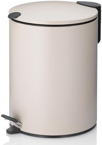 kela Kosmetikeimer Mats, 5 L, Ø 20,5 cm, Metall, beige, Silent-Close, herausnehmbarer Inneneimer mit Tragehenkel, rutschhemmender Boden, 23704