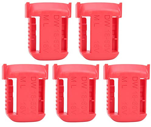 5 Pièces Support Batterie Milwaukee M18, Batterie au Lithium Batterie de Stockage Montage Mural Etagère Support de Stockage de Batterie Dispositif de Fixation de Fente de Ceinture 18V(rouge)