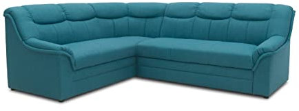 DOMO. collection Ecksofa Berlin, zeitlose Eckcouch mit hochwertiger Federkern-Polsterung, Sofa in L-Form, Couch 205 x 250 x 89 cm, petrol
