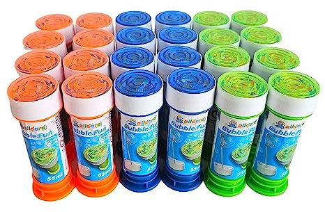 alldoro 63073 Seifenblasen 24er Set, mit Labyrinth im Deckel, Pustestäbchen, für Kinder ab 3 Jahren, bunt, 24x 55 ml