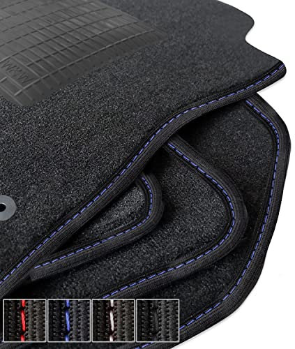 moto-MOLTICO Premium Auto Velours Autoteppiche Schwarz Automatten passend für Audi A3 III 8V, Seat Leon III, VW Golf VII 2012-2020 - Rote