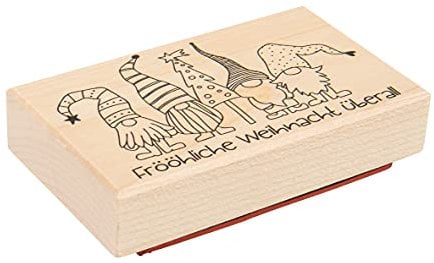 Rayher Stempel Holz Es wichtelt, 6 x 10 cm, Motivstempel Holz, Holzstempel, Weihnachtsstempel, Butterer Stempel, 29224000