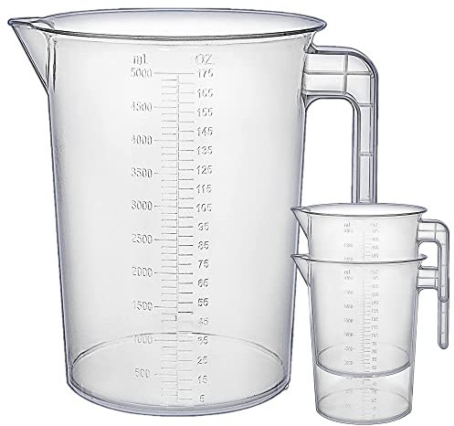 Terbold 5 litri (5000 ml) - Caraffa graduata in plastica, confezione da 3