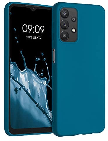 kwmobile Hülle kompatibel mit Samsung Galaxy A32 5G Hülle - weiches TPU Silikon Case - Cover geeignet für kabelloses Laden - Karibikblau