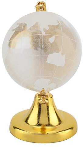 Mini Weltkugel Kristallkugel, Mini Runde Erde Kristallglaskugel, Magische Kristallkugel Globus Weltkarte Dekorative Kristallkugeln Desktop Ornament Home Office Decor (Gold)