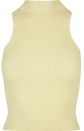 Urban Classics Damen Ladies Short Rib Knit Turtleneck Top T-Shirt, softyellow, M