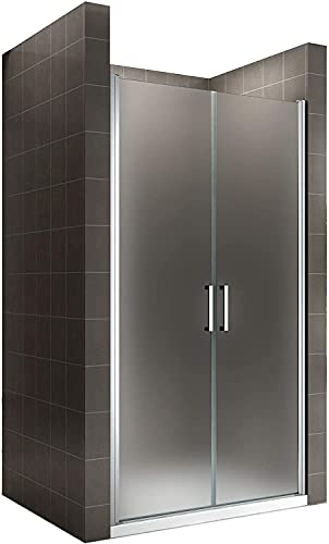 Porte de douche 80x185 cm verre opaque - ajustable de 80 à 83 cm