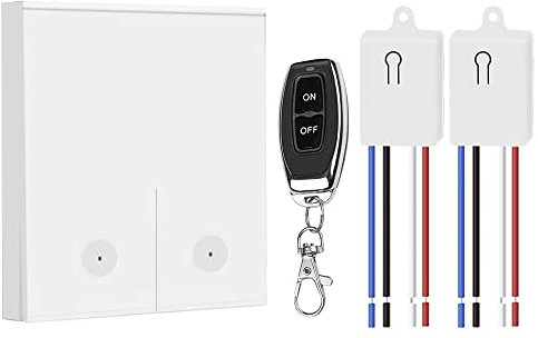 QIACHIP Funk Lichtschalter mit Sender und Empfanger Kit, Funkschalter mit Fernbedienung 220V 230V Kabelloser EIN/AUS für Leuchten, Deckenleuchten, Ventilatoren