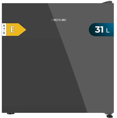 Cecotec Mini Frigorífico Convertible a Congelador 31L Bolero CoolMarket TT 31 Dual Grey Glass E. Minibar con Función Nevera o Congelador, Alto 49,6cm y 47,4cm Ancho, Control Mecánico, Cristal Gris