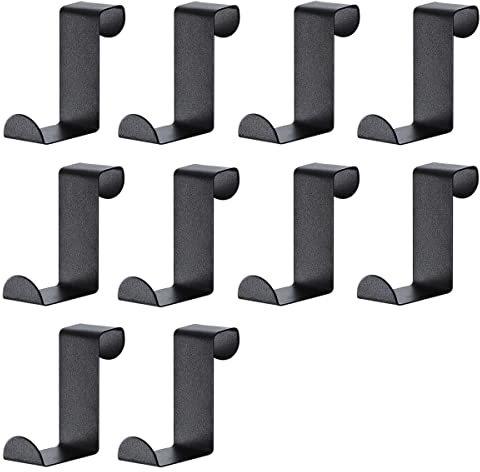 ZEACCT 10-Pack Reversible Z-Shaped Hooks – Space-Saving Over-Door Hangers for Towels & Robes, Stainless Steel & Plastic Multi-Purpose Hooks for Kitchen, Bathroom or Office (Black)