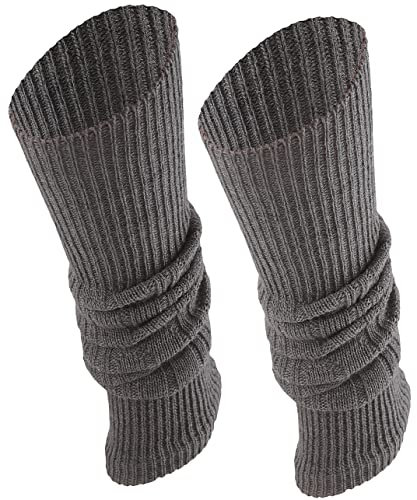 TODO Warme Wolle Stulpen Damen - zum Knie. Weich, Flexibel. Beinwärmen für Winter, wenn es Kalt ist. (Fit - Grau)