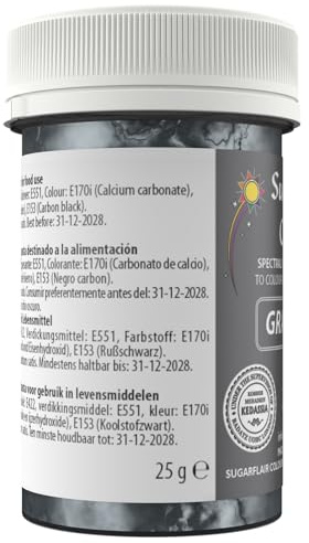 Sugarflair Spectral Graphite Food Colouring Paste, Highly Concentrated for Use with Sugar Pastes, Buttercream, Royal Icing or Cake Mix, Vibrant Colour Dye - 25g (Pack of 5)