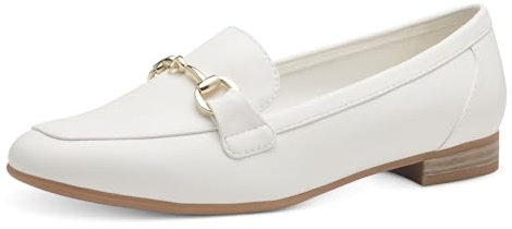 MARCO TOZZI Damen Loafer mit Absatz Elegant Vegan, Mehrfarbig (White Gold), 40 EU