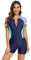 Odizli Badeanzug mit Bein Schwimmanzug Damen Burkini Muslimische Islamische Muslim Frauen Langarm/Kurzarm Blumen Druck Zip Up Neopren Kurz Neoprenanzug Rashguard Surfer Bademode Surfanzug Rosa #18 S