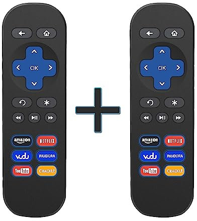 Lot de 2 Télécommandes Universelles de Rechange pour Roku Box, Convient également pour Now TV Box, avec 6 Boutons de Diffusion (Ne Convient Pas pour Roku Intégré TV ou Roku Stick ou Now TV Stick)