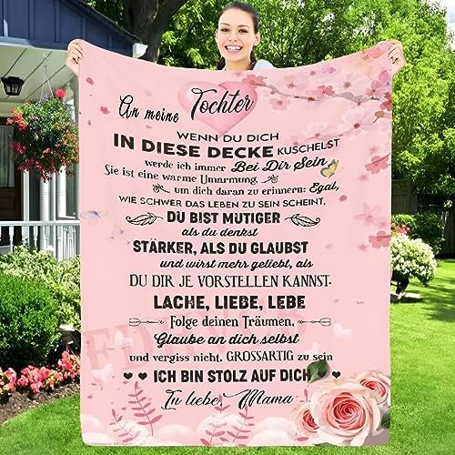 FDHVCB Kuscheldecke Personalisierte Geschenke, Decke an Meine Tochtervon Mama, Mutter zu Tochter Briefdecke, Weihnachten Geburtstagsgeschenk Mädchen Flanelldecke 150 * 200cm
