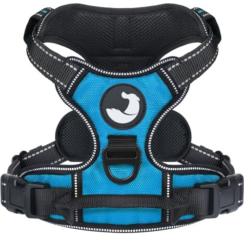 Joytale Hundegeschirr mittelgroße Hunde, reflektierendes Geschirr Hund,luftdurchlässige Hundegeschirr, verstellbares Brustgeschirr mit Griff beim Führen und Training, Blau, M