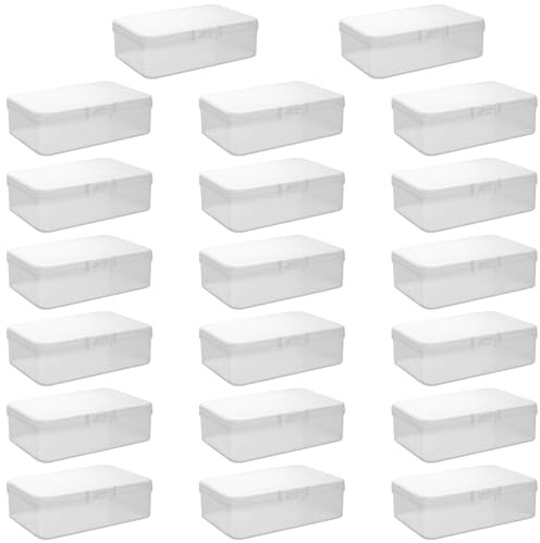 YUENPUN 20 PCS 8.5 x 5.5 x 2.5cm Mini Clear Plastic Beads Storage Box, Clear Rectangular Storage Boxes, Small Plastic Container for Small Items
