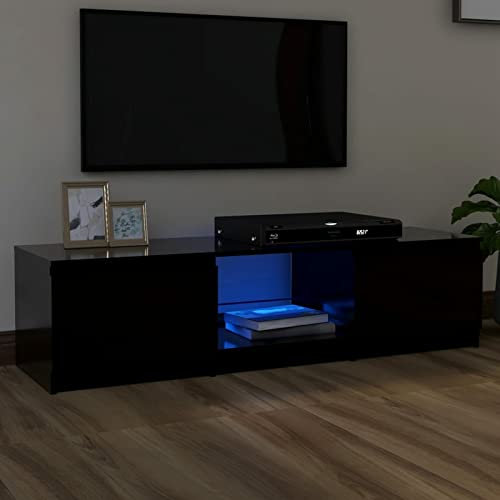TANZEM TV-Schrank mit Schwarz 140x40x35,5 cm, TV Lowboard, Fernsehschrank, Fernsehtisch, Fernseher Schrank, TV Sideboard, TV Board, TV Cabinet, TV Bank, TV Kommode