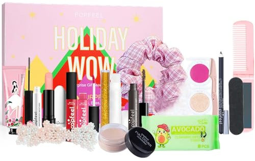Make Up Adventskalender 2025 Frauen, Lippenstift Lidschatten Kosmetik Set, Weihnachtskalender Schminke Frauen, Einzigartige Make up Tools, 20 Tage Weihnachten Advent Geschenk Für Frauen