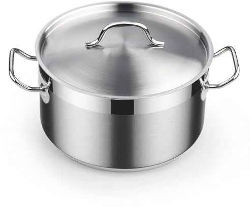 Cooks Standard 6-Quart Stock Pot with Lid, Professional 18/10 Stainless Steel Stockpot Dutch Oven Casserole Cooking Pot, Ollas de Cocina, Compatible with All Stovetops, Silver
