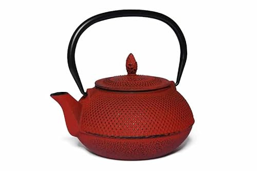 MAOCI Arare Théière en fonte avec infuseur à thé Rouge 1,2 l Intérieur émaillé