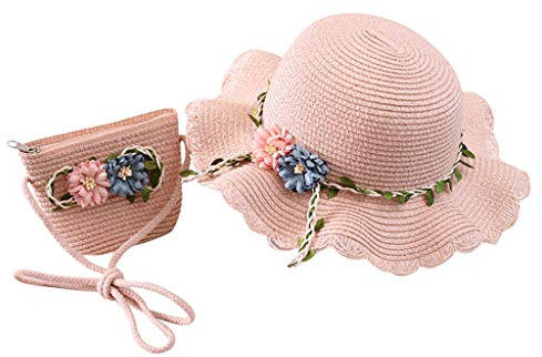 CUTeFiorino Sac en paille pour l'âge du soleil et 2-8 ans, chapeau de baseball, tourisme solaire, chapeaux pour femmes vintage rouge, Rose, taille unique