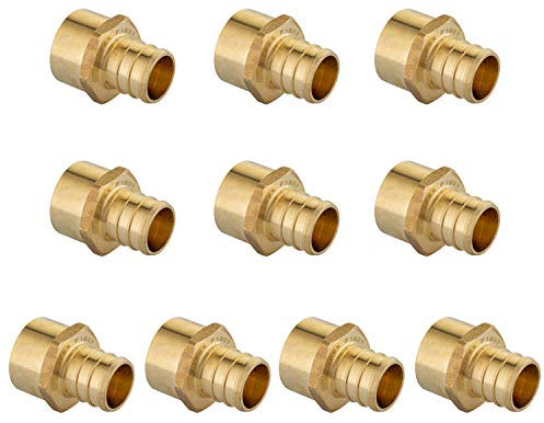10 Stück EFIELD Pex 1/2 Zoll x 1/2 Zoll NPT Adapter Messing Quetschverschraubungen, ASTM F1807, NSF/ANSI 61
