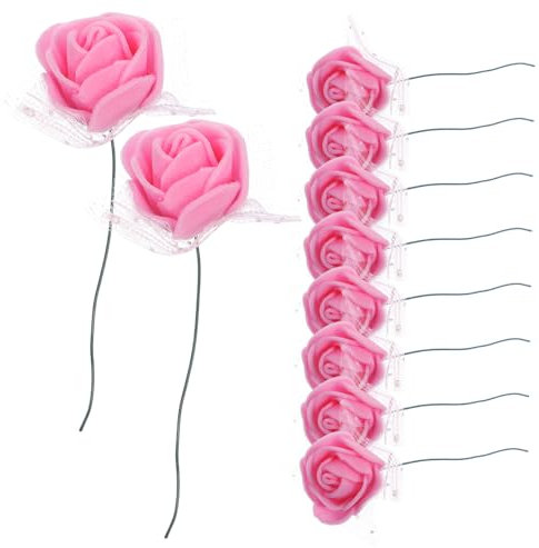 PRETYZOOM 144st Mini-rosenkopf Gefälschtes Scrapbooking-blumenkopf Blumenstirnband Blumen Erröten Rosen DIY Rosenkopf DIY Blumengirlanden Basteln Rosenknospe Aus Seide Künstlich Rosa Kranz