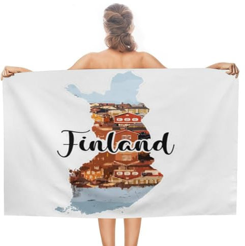CustonCares Finnland Strandtuch, leicht, saugfähig, schnell trocknend, Badetuch, Vintage, globale Reise, ästhetische Sehenswürdigkeiten, Pool-Handtuch, 78,9 x 130,9 cm, für Erwachsene, Männer, Frauen
