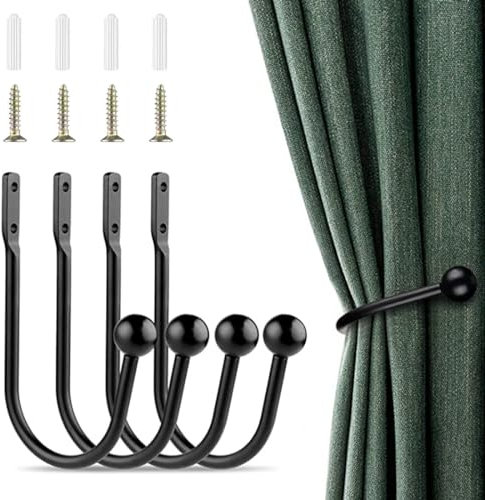 ZAMXHUG Ganci per Tende - 4pcs Argento Metal Holdback Tenda Ganci Fermatende,Moderno a Muro Ganci a U fermatenda,Tenda Fermatenda Metallo Supporto,per Soggiorno Camera da Ufficio Sala da Pranzo