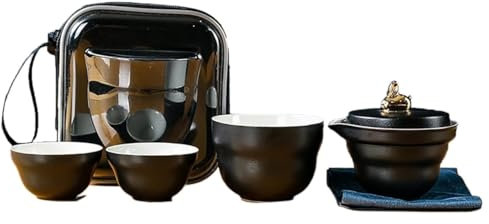 Set da tè, Set da tè cinesi Kung Fu Set da tè cinese da viaggio panda Set da tè portatile Set da tè giapponese Tazza da tè portatile, Borsa portatile Set da tè in ceramica Regalo per le donne