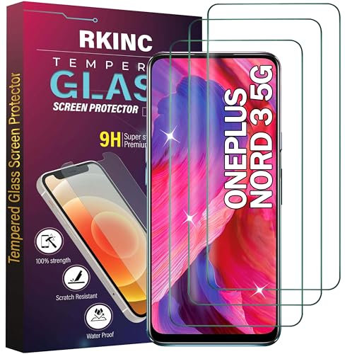 RKINC Protector pantalla [3 Piezas] para Oneplus Nord 3 5G, Cristal templado película de vidrio, 9H 0.33 mm [Anti-rasguño][Anti-rotura][Sin burbujas][Garantía de por vida]