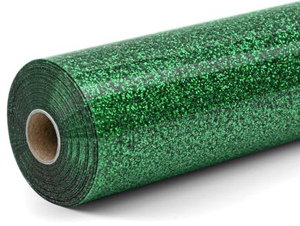 LOKLIK Rouleau Vert de Vinyle Pailleté Transfert de Chaleur Thermocolant Tissus Vêtement 1 pc 30.5 x 90 cm, Standard