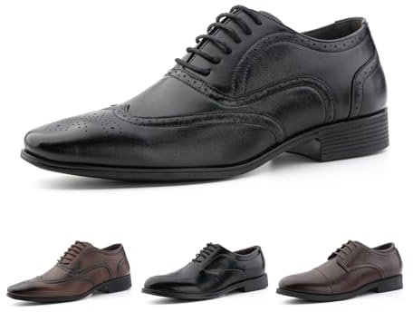 Hitmars Zapatos Oxford Hombre Derby Zapatos Boda Zapatillas Vestir Formales Brogues Cordones Zapatos de Vestir Clásico Zapatos Traje Negro 43 EU