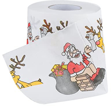 Toilettenpapier, Weihnachts -Santa Claus gedrucktes Toilettenpapierrolle, Tissue Weihnachtszubehör für Badezimmer Dekor Festliche Party -Dekor Neuheit