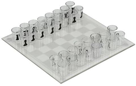 Glass Chess Set For Adults,Clear Shot Glass Chess Set, Glass Chess Board With 32pcs Cups Chess Pieces, Drinking Shot Chess Set, Funny Battle Shots Drinking Game 10x10