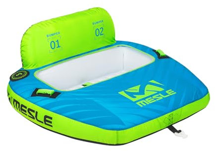 Mesle Tube Boot Bumper, 2 Personen Funtube Wassersport, Wasserreifen aufblasbar, Towable Tube für Kinder & Erwachsene, Schleppring für Motorboot & Jetski, Wasserring zum Ziehen