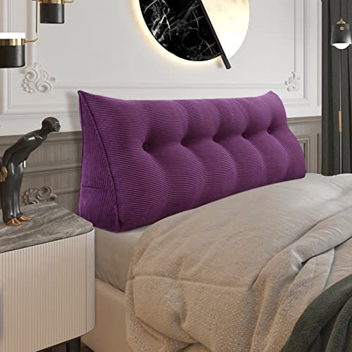 BNCKTRD Rückenkissen Keilkissen Rückenlehne Kissen für Bett Sofa Kopfteil Gepolstert Bettkissen Wandkissen Sofakissen Groß Rueckenkissen Couchkissen Dekokissen Kordsamt Lila 160cm